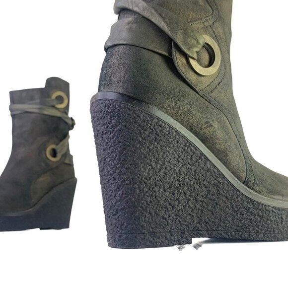 SCARPA LEATHER BOOTS GREEN BOOTS LACE UP BOOTS WEDGE BOOTS MADE IN ITALY SIZE 38 - Picture 15 of 16